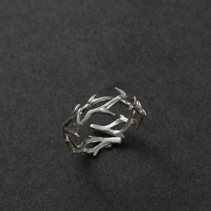 Fashion Goth Double Layer Rose Couple Rings for Men Women Retro Opening Stainless Steel Thorns Punk Finger Ring Jewelry