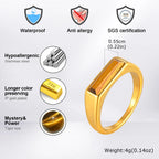 Natural Stone Geometric Ring — Stainless Steel