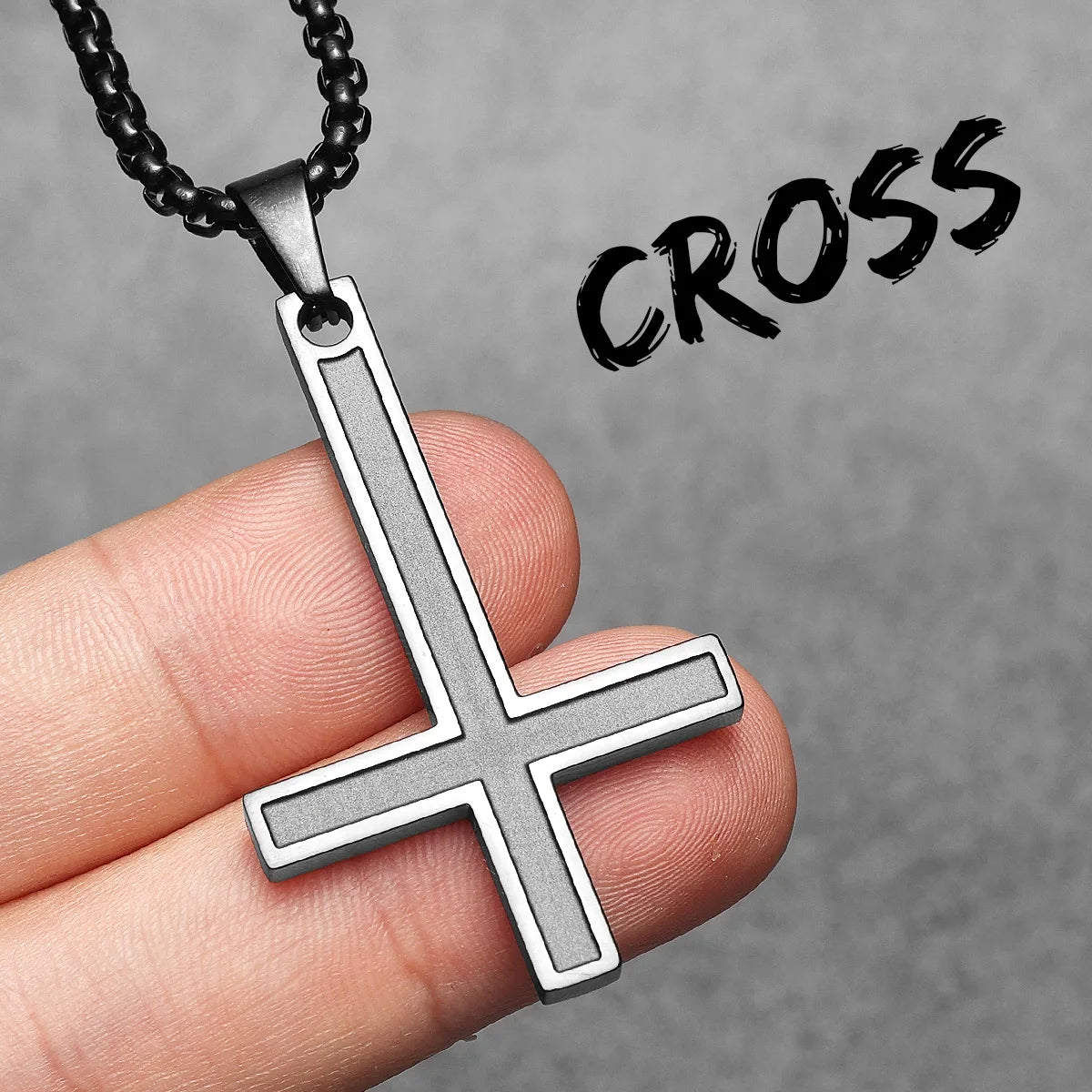 Inverted Cross Pendant — Stainless Steel