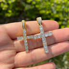 Gold Iced Out Cross Pendant Rope Cuban Chain
