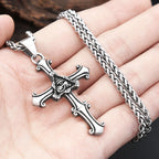 Cross Horus Eye Steel Pendant Vintage Egyptian