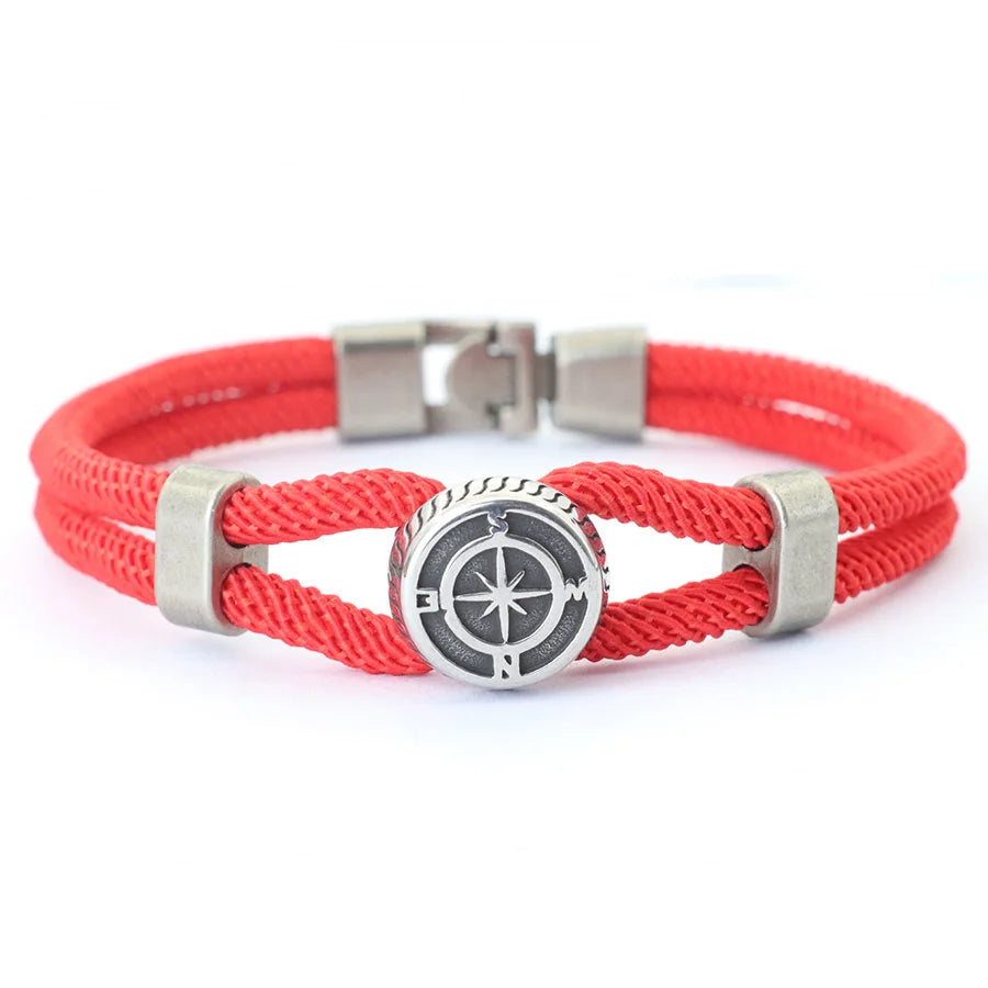 New Compass Braslet Viking Nautical Rope Braslet Fashion Mens Bracelet Antique Pulsera Hombre Armband Herren Wrap