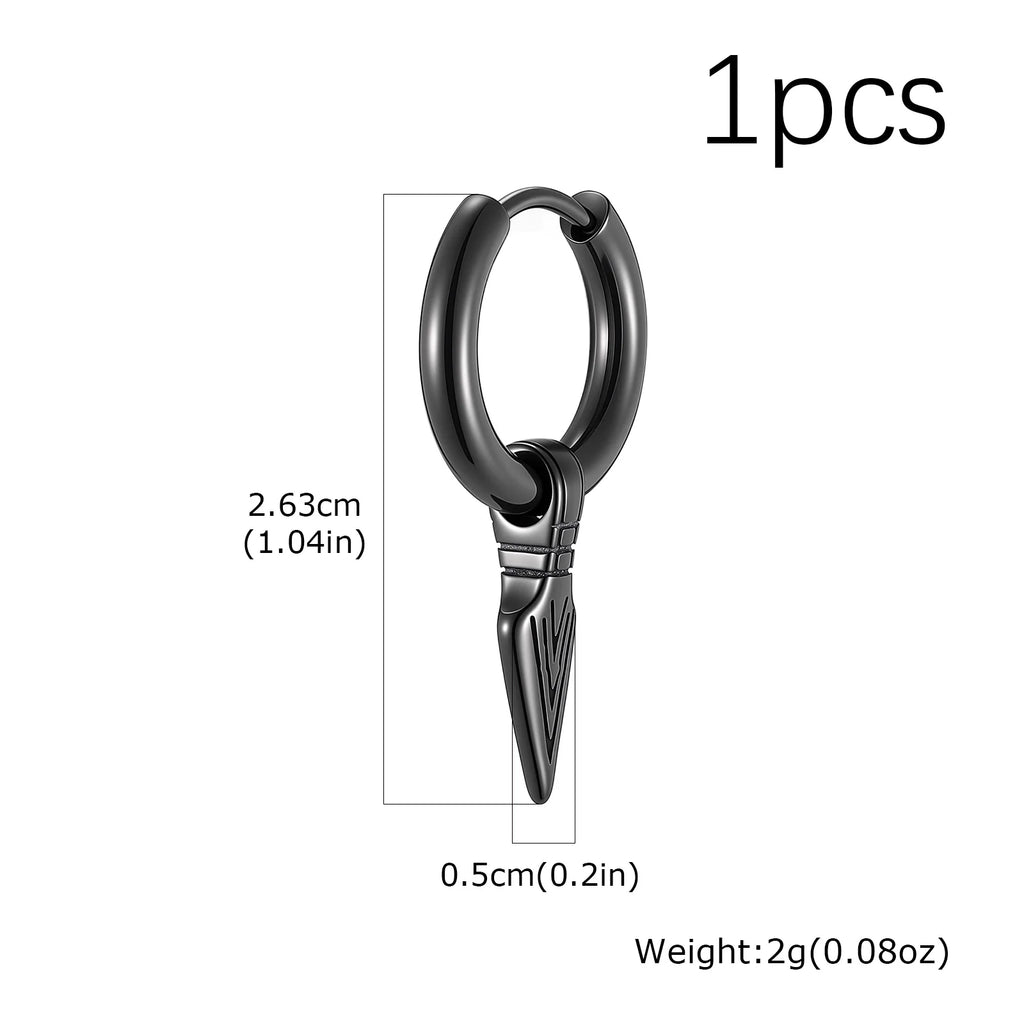 Viking Spearhead Dangle Hoop Earrings — Stainless Steel