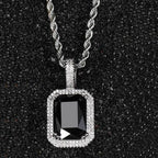 Iced Out Rope Pendant Necklace Stainless Steel