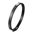 Roman Numeral Charm Bangle — Stainless Steel