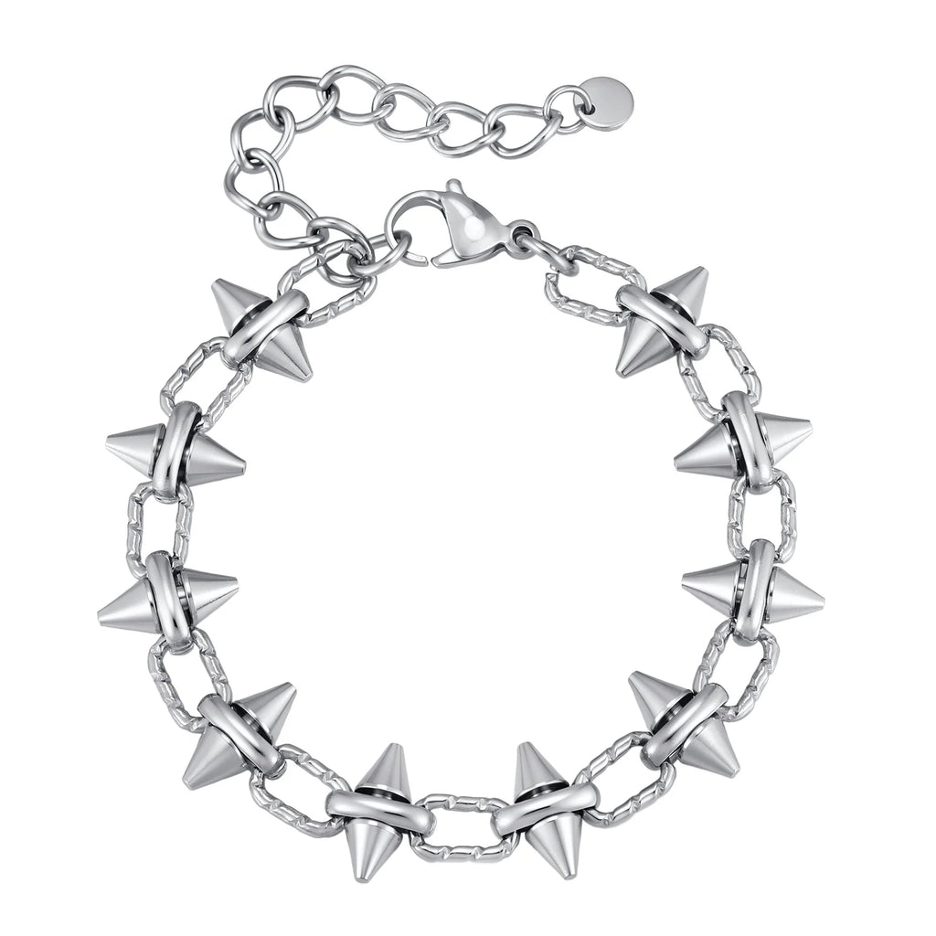 Gothic Spike Rivet Link Bracelet — Stainless Steel