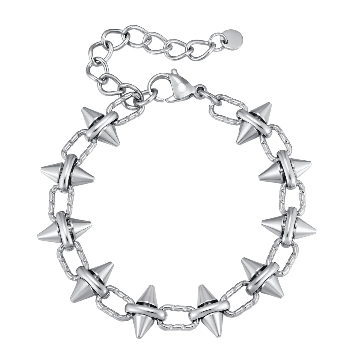 Gothic Spike Rivet Link Bracelet — Stainless Steel
