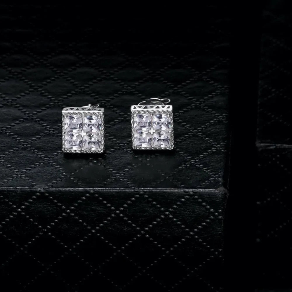 Gold Iced Out Stud Earring Statement Crystal