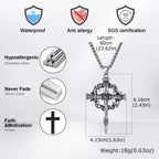 Thorn Crown Crucifix Necklace Franco Chain — Stainless Steel