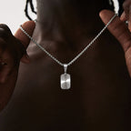 Sunburst Square Pendant Necklace — Stainless Steel