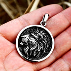 Round Lion Wolf Tiger Pendant — Stainless Steel