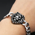 Vintage Domineering Tiger Lion Head Charm Bracelet For Men Women Stainless Steel Fashion Gothic Animal Jewelry Gift