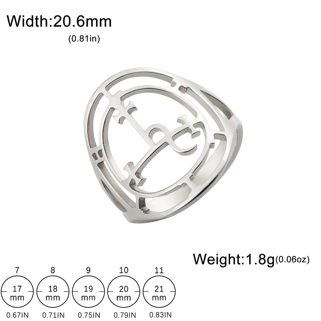 LIKGREAT Sigil Of Lilith Stainless Steel Ring Queen of the Night Solomon Magic Protection Amulet Ring Jewelry Gift for Women Men