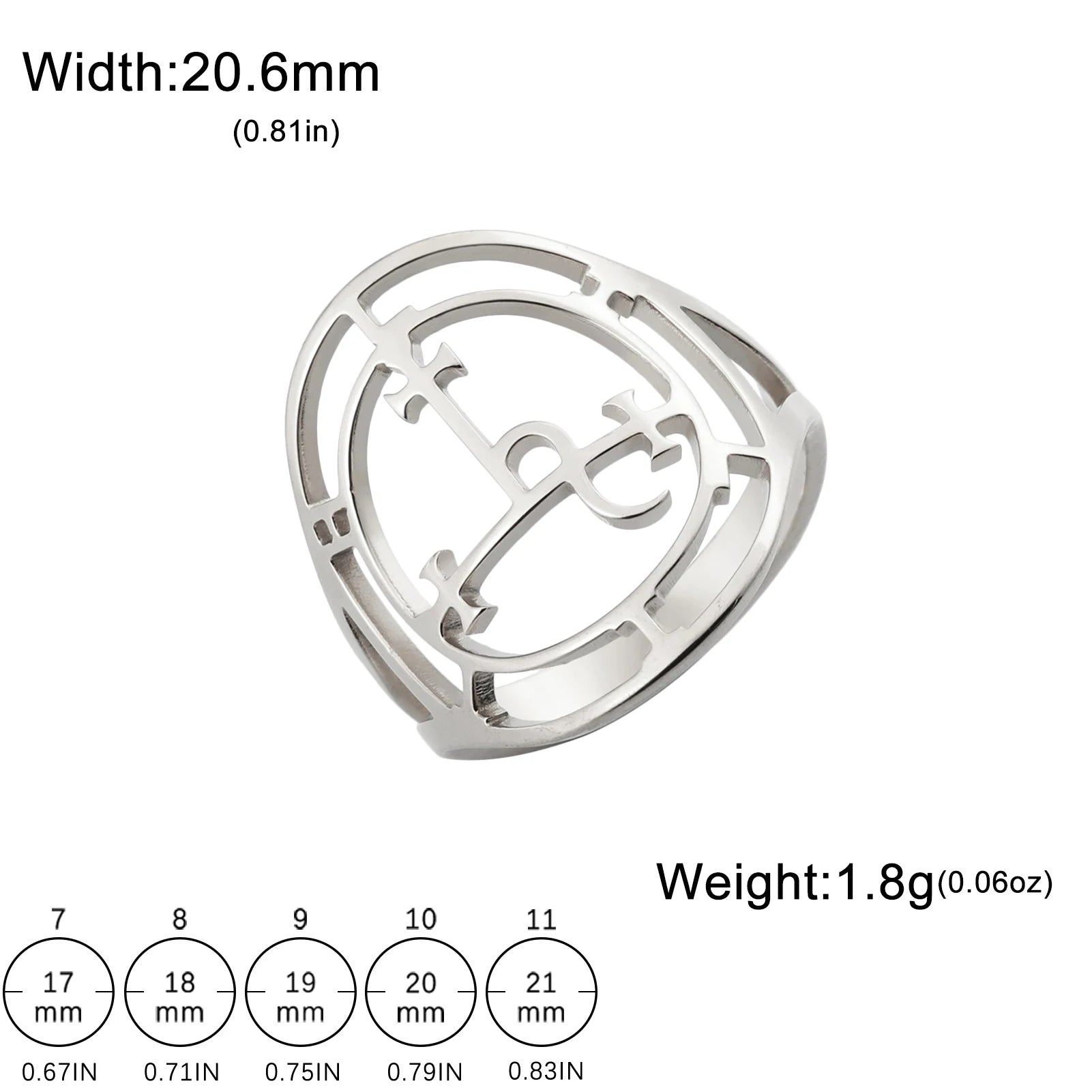 LIKGREAT Sigil Of Lilith Stainless Steel Ring Queen of the Night Solomon Magic Protection Amulet Ring Jewelry Gift for Women Men