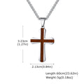 Wood Cross Silver Pendant Necklace — Stainless Steel