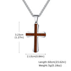 Wood Cross Silver Pendant Necklace — Stainless Steel