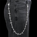 Silver Cross Iced Out Pants Chain 18MM