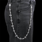 Silver Cross Iced Out Pants Chain 18MM