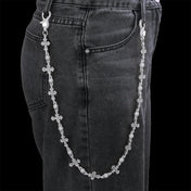 Silver Cross Iced Out Pants Chain 18MM