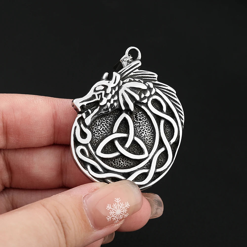 Dragon Celtic Knot Pendant — Stainless Steel