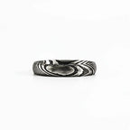 Damascus Steel CZ Band Ring — Stainless Steel