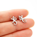 Hip Hop Stainless Steel Lizard Stud Earrings for Women Men Fashion Gecko Cocktail Earings Animal Ear Piercing Jewelry