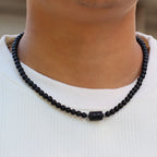 Fashion 12 Constellations Beaded Necklace Men Natural Black Onyx Stone Beads 48cm Short Collar Jewelry Leisure Party Homme Joias