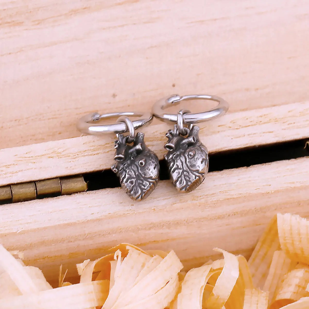 Heart Drop Earrings — Stainless Steel