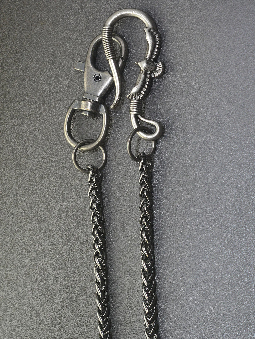 Unique Punk gunmetal black biker jean pants snake basket chain eagle belt clip swivel claw clip keychain EDC gift
