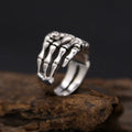 YILUOCD S925 Skeleton Hand Ring Gothic Open Skull Rings for Women Men Halloween Punk Jewelry Gift