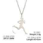 Unift Stainless Steel Sport Women Necklace Runner Rhythmic Gymnastics  Silhouette Pendant Fashion Birthday Jewelry Wholesale