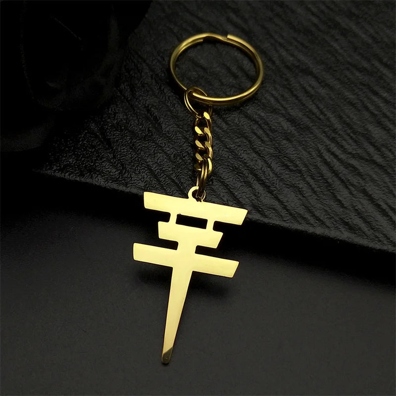 Rock Band Music Keychain Pendant — Gold