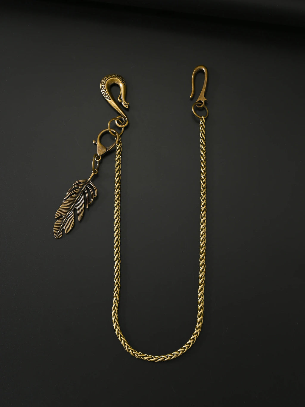 Indian Feather Keychain Pants Chain 5mm Snake Chain 22 Inch