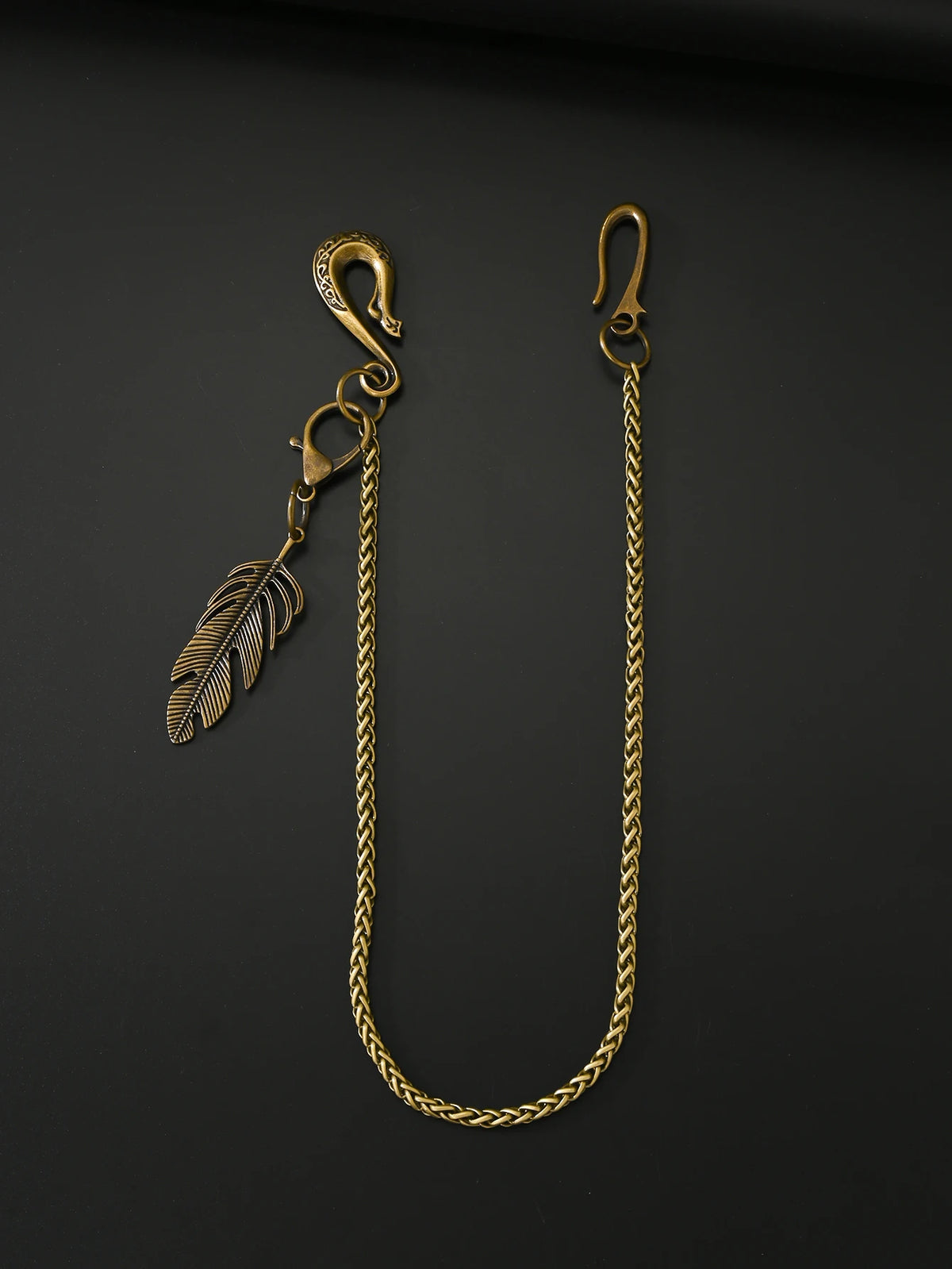 Indian Feather Keychain Pants Chain 5mm Snake Chain 22 Inch