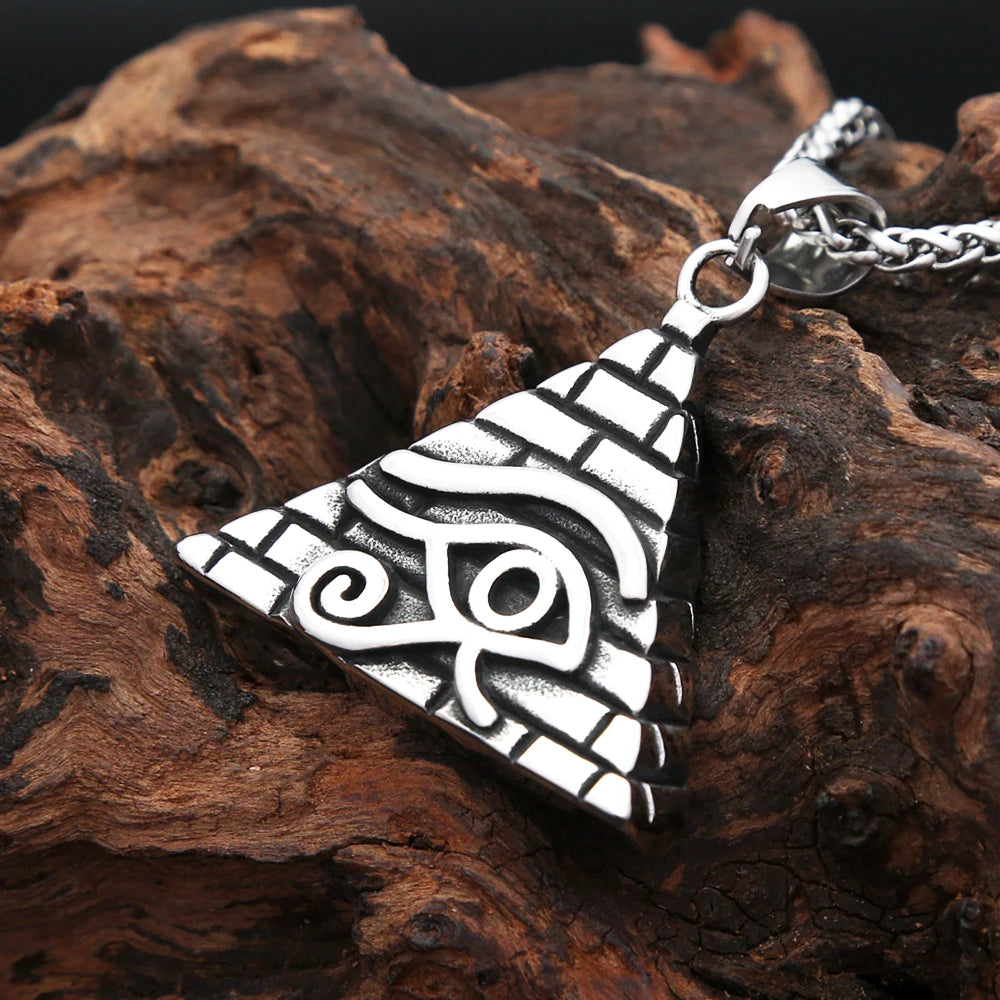 Eye of Horus Pyramid Pendant — Stainless Steel