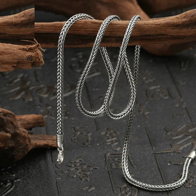 Snake Silver Pendant Necklace 3mm