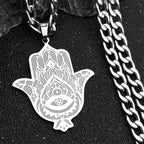 Fatima Hand Pendant Necklace — Silver