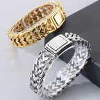 Men Bracelet for Man Gold Color Stainless Steel 16MM Width Heart Shape Chain Bracelets Men's On Hand Wrist Jewelry