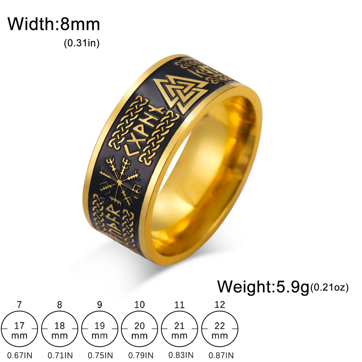 Viking Valknut Triskelion Norse Totem Ring — Stainless Steel