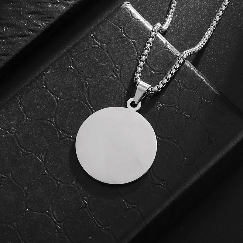 Classic Simple Glossy Stainless Steel Round Pendant Necklace Suitable for Men Women Fashion Diy Jewelry Gifts