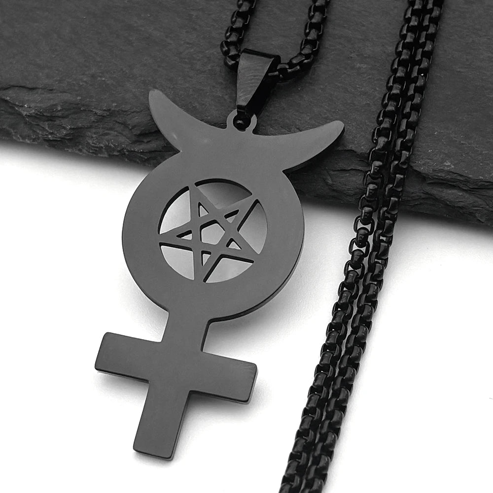 Star Steel Pendant Inverted Mercury Pentagram