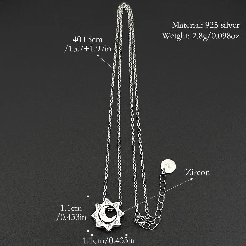 Iced Out Moon Silver Pendant Sterling Zircon Sun