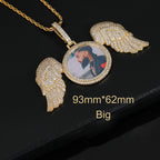 Angel Wings Photo Pendant Necklace Iced Out