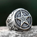 New New Fashion Vintage Pentagram Five Point Star Ring Stainless Steel Ring For Men Women Biker Punk Jewelry