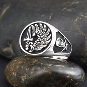 Lorraine Cross Skull Ring — Silver-Tone