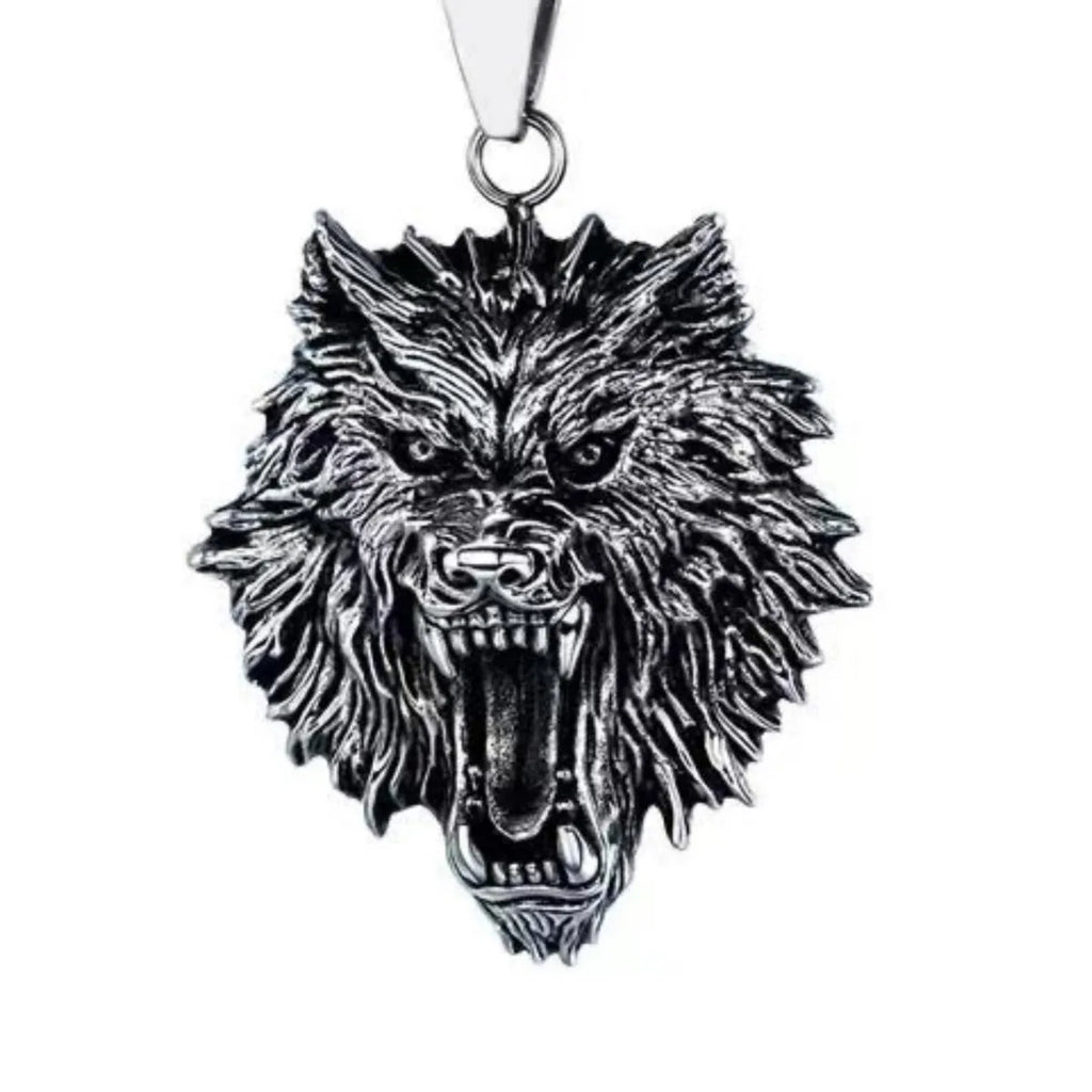 Stainless steel domineering wolf head pendant, stainless steel men's necklace, exquisitely matched with accessories
