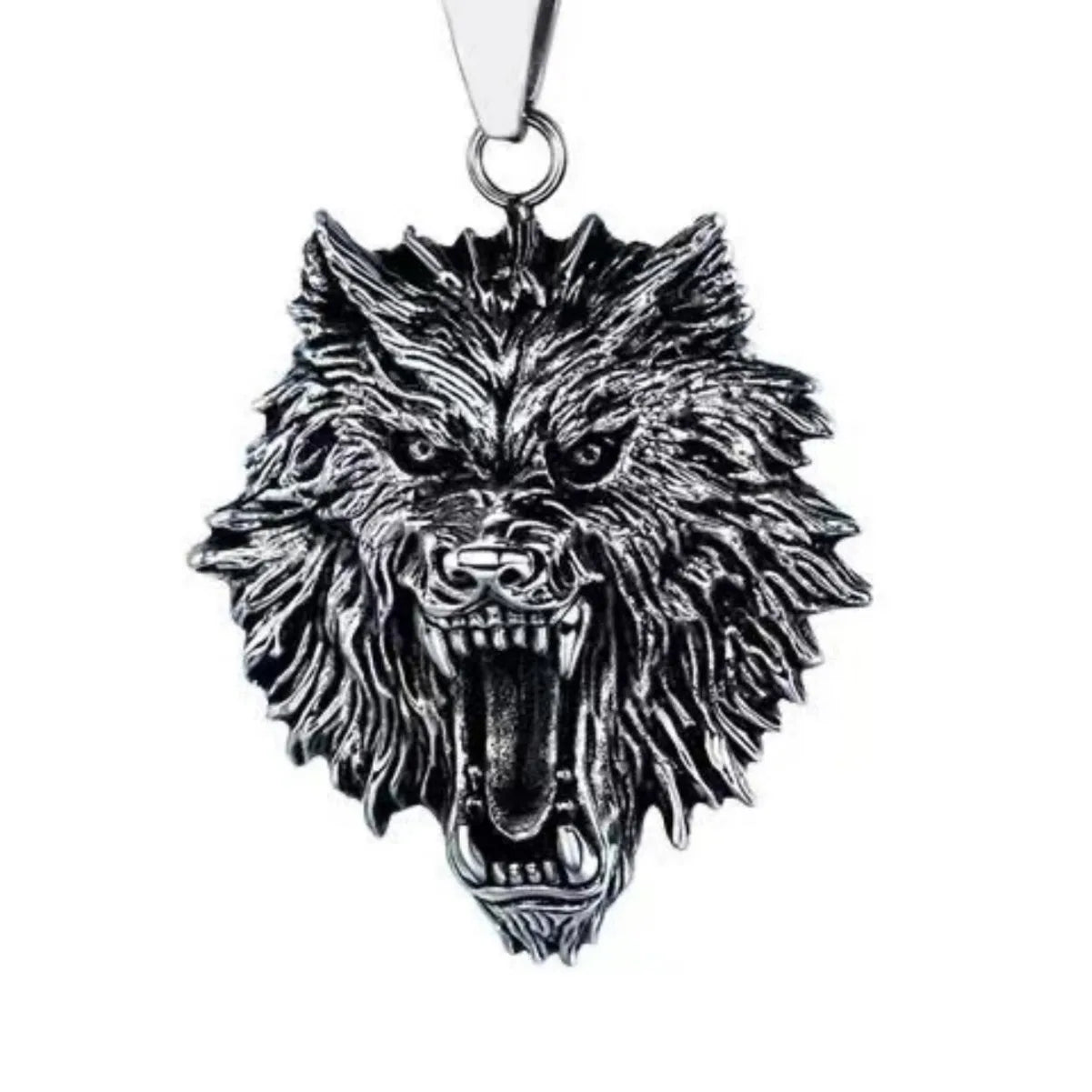 Stainless steel domineering wolf head pendant, stainless steel men's necklace, exquisitely matched with accessories