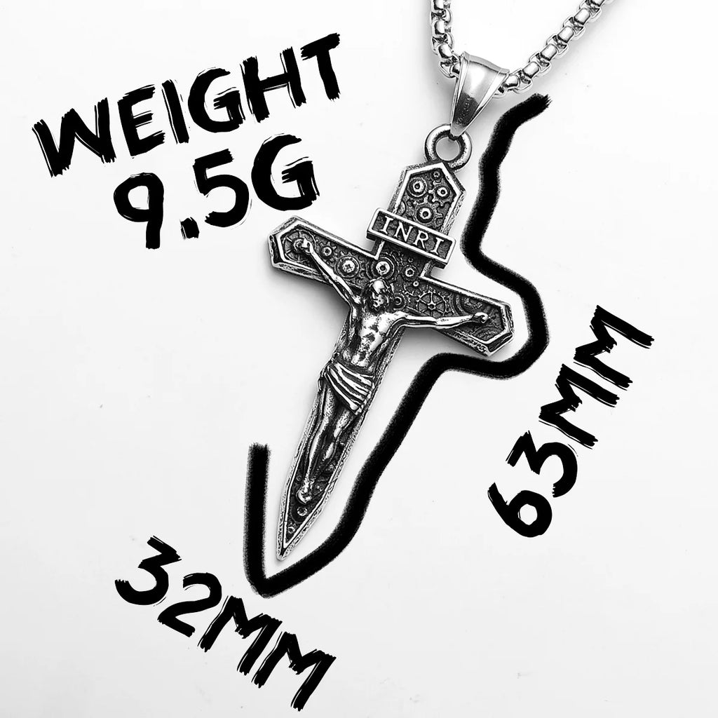 Cross INRI Jesus Pendant Necklace Stainless Steel