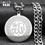 Arabic Allah Silver Round Necklace — Stainless Steel