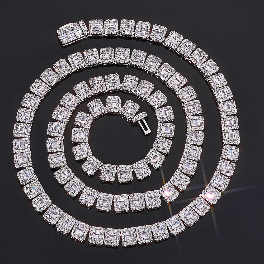 Tennis Chain Necklace Stainless Steel 7.5MM Cluster
